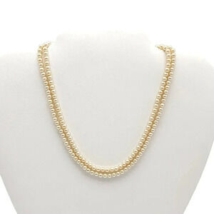 Marvella Silver Tone Champagne Glass Faux Pearl Dual Strand Necklace Rhinestone